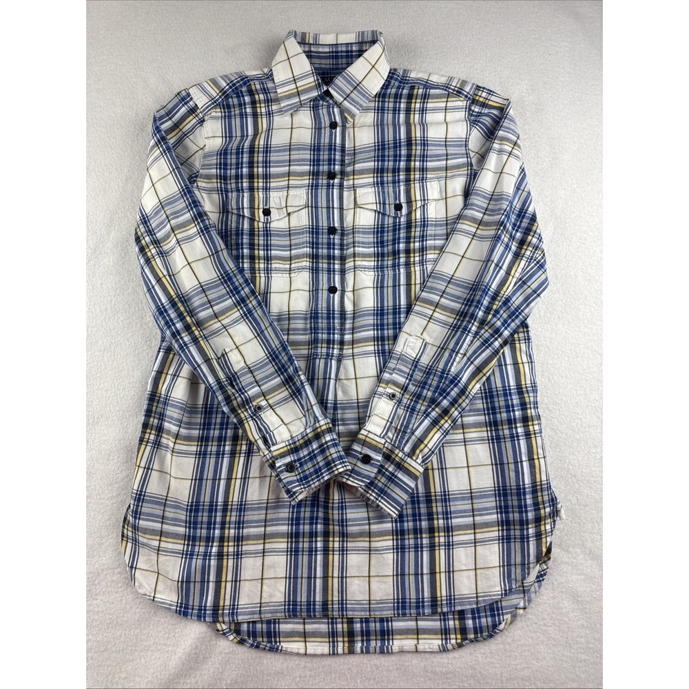 Lauren Ralph Lauren 3/4 Button Front Long Sleeve Plaid Blouse Women's XS Preppy